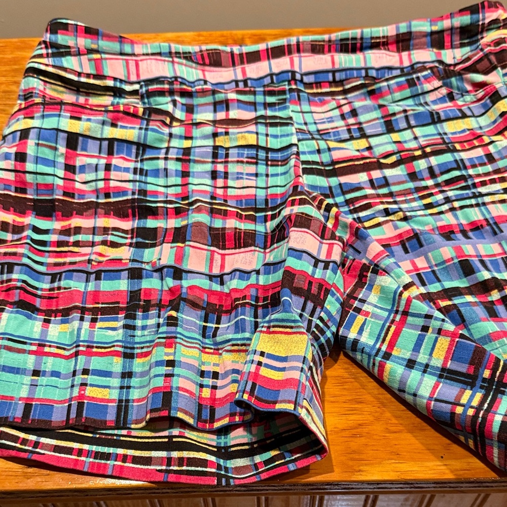 Multicolor Plaid Stretch Shorts